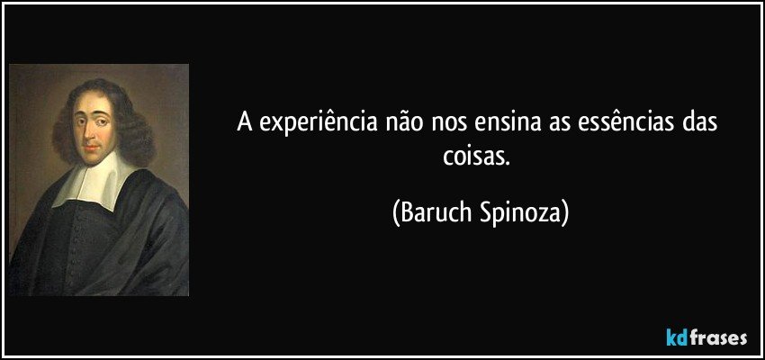A experiência não nos ensina as essências das coisas. (Baruch Spinoza)