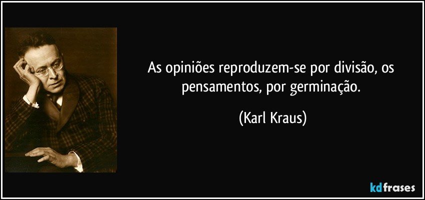 As opiniões reproduzem-se por divisão, os pensamentos, por germinação. (Karl Kraus)