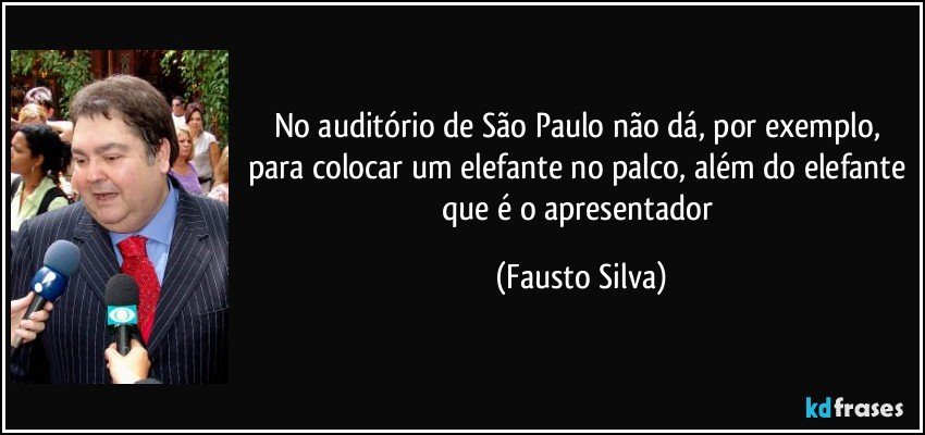 No auditório de São Paulo não dá, por exemplo, para colocar um elefante no palco, além do elefante que é o apresentador (Fausto Silva)