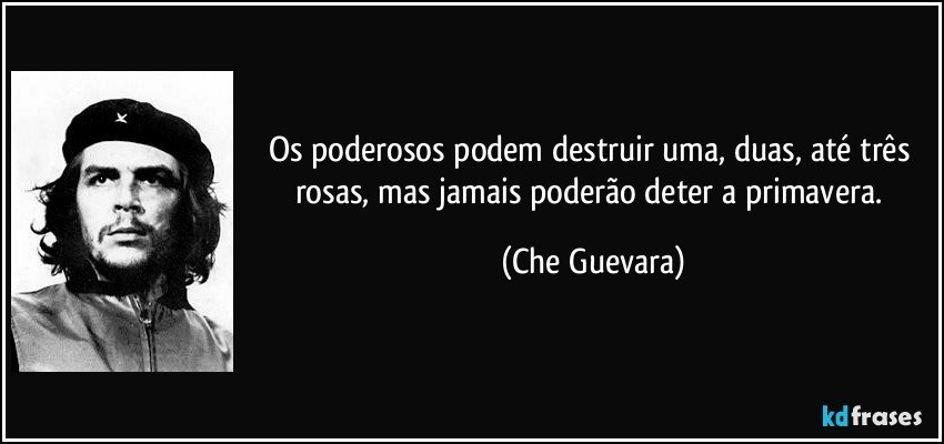 Os poderosos podem destruir uma, duas, até três rosas, mas jamais poderão deter a primavera. (Che Guevara)