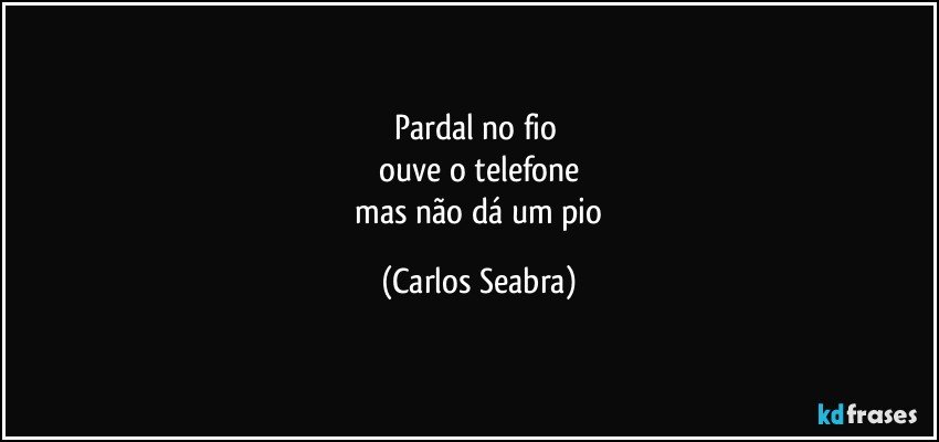 pardal no fio 
 ouve o telefone 
 mas não dá um pio (Carlos Seabra)