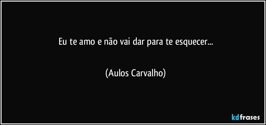 Eu te amo e não vai dar para te esquecer...
//////////////////// (Aulos Carvalho)