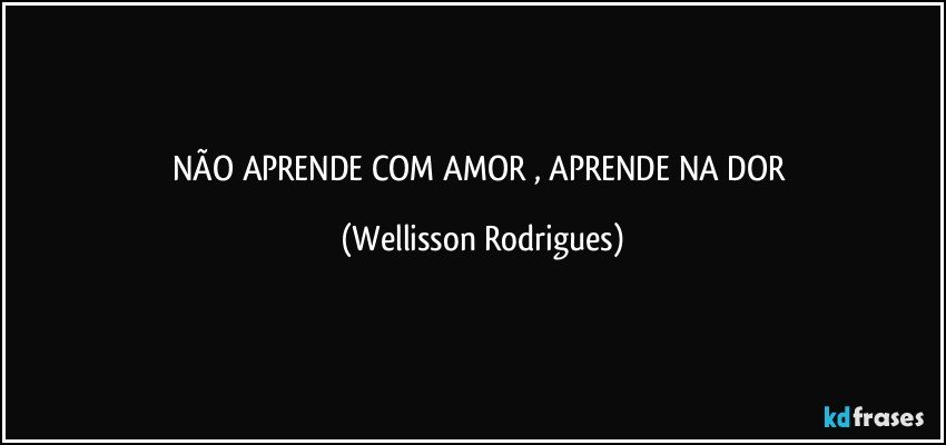 NÃO   APRENDE  COM   AMOR  ,  APRENDE NA  DOR (Wellisson Rodrigues)