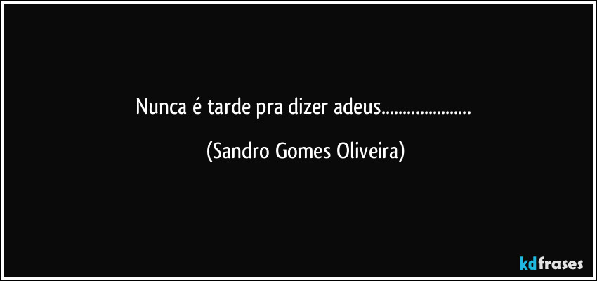 Nunca é tarde pra dizer adeus... (Sandro Gomes Oliveira)