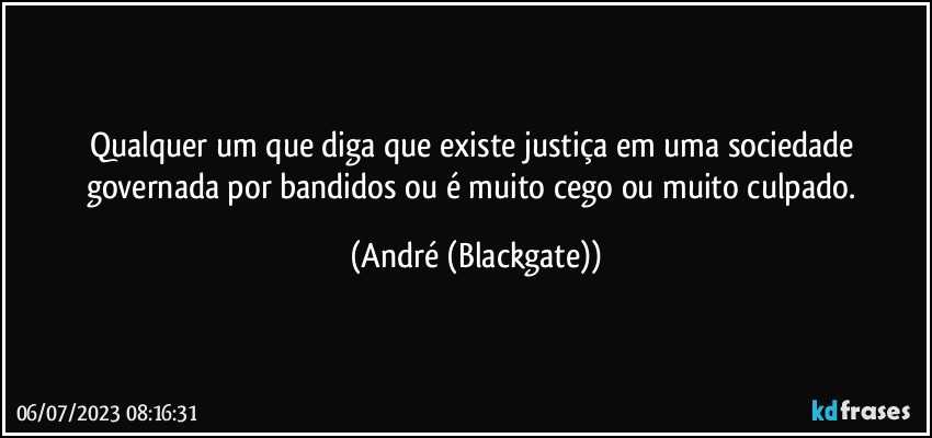 Qualquer um que diga que existe justiça em uma sociedade governada por bandidos ou é muito cego ou muito culpado. (André (Blackgate))