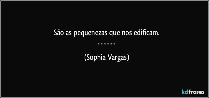 São as pequenezas que nos edificam.
... (Sophia Vargas)