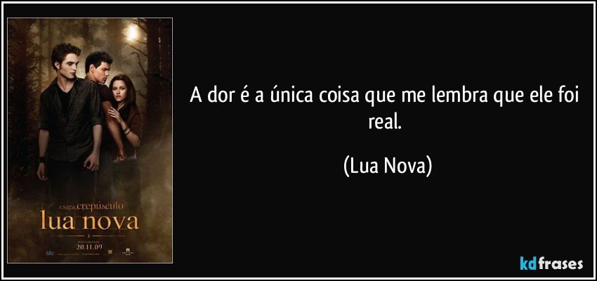 A dor é a única coisa que me lembra que ele foi real. (Lua Nova)