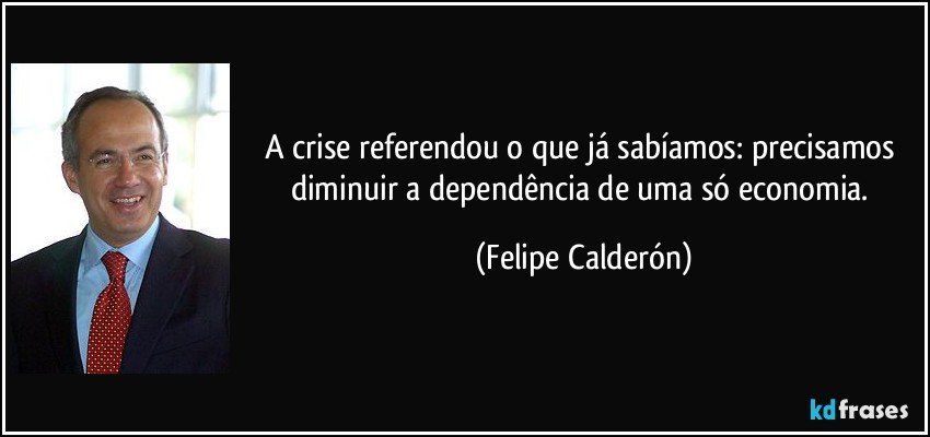 A crise referendou o que já sabíamos: precisamos diminuir a dependência de uma só economia. (Felipe Calderón)