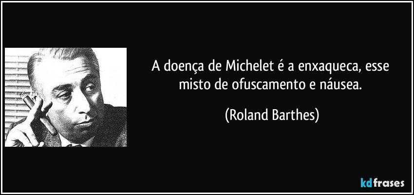 A doença de Michelet é a enxaqueca, esse misto de ofuscamento e náusea. (Roland Barthes)