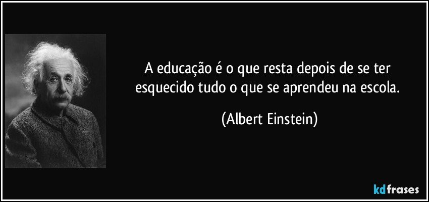 A educação é o que resta depois de se ter esquecido tudo o que se aprendeu na escola. (Albert Einstein)