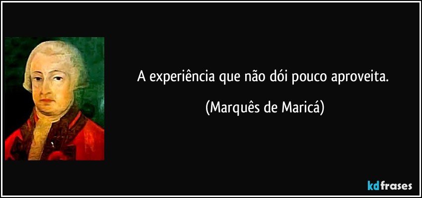 A experiência que não dói pouco aproveita. (Marquês de Maricá)