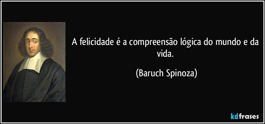 A felicidade é a compreensão lógica do mundo e da vida. (Baruch Spinoza)