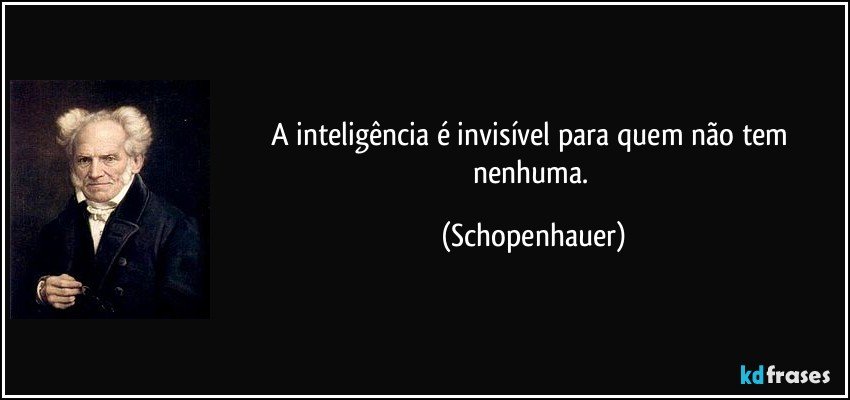 A inteligência é invisível para quem não tem nenhuma. (Schopenhauer)