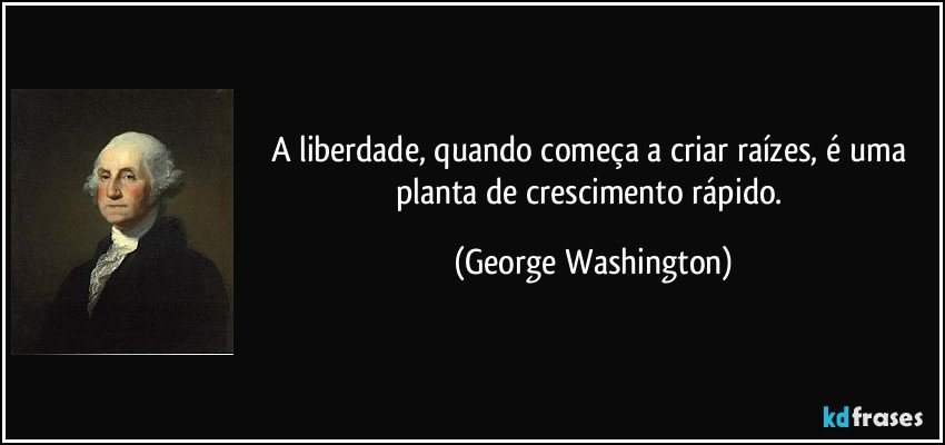 A liberdade, quando começa a criar raízes, é uma planta de crescimento rápido. (George Washington)