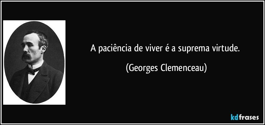 A paciência de viver é a suprema virtude. (Georges Clemenceau)