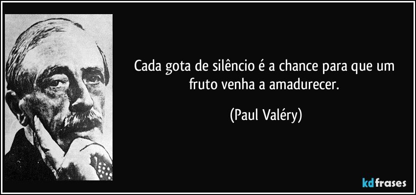 Cada gota de silêncio é a chance para que um fruto venha a amadurecer. (Paul Valéry)