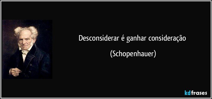 Desconsiderar é ganhar consideração (Schopenhauer)