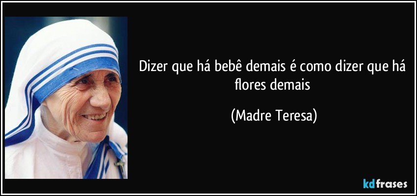 Dizer que há bebê demais é como dizer que há flores demais (Madre Teresa)