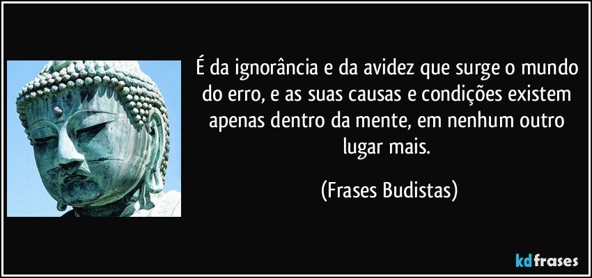 É da ignorância e da avidez que surge o mundo do erro, e as suas causas e condições existem apenas dentro da mente, em nenhum outro lugar mais. (Frases Budistas)