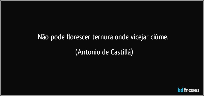 Não pode florescer ternura onde vicejar ciúme. (Antonio de Castillá)