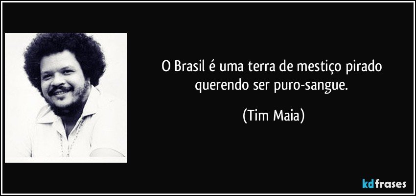 O Brasil é uma terra de mestiço pirado querendo ser puro-sangue. (Tim Maia)