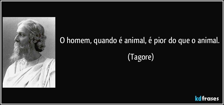 O homem, quando é animal, é pior do que o animal. (Tagore)