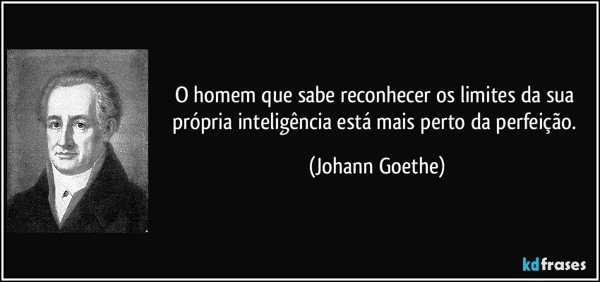 O homem que sabe reconhecer os limites da sua própria inteligência está mais perto da perfeição. (Johann Goethe)