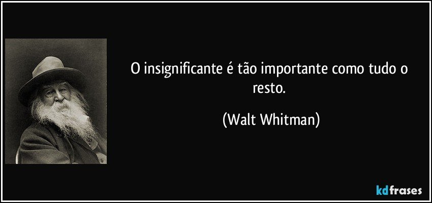 O insignificante é tão importante como tudo o resto. (Walt Whitman)