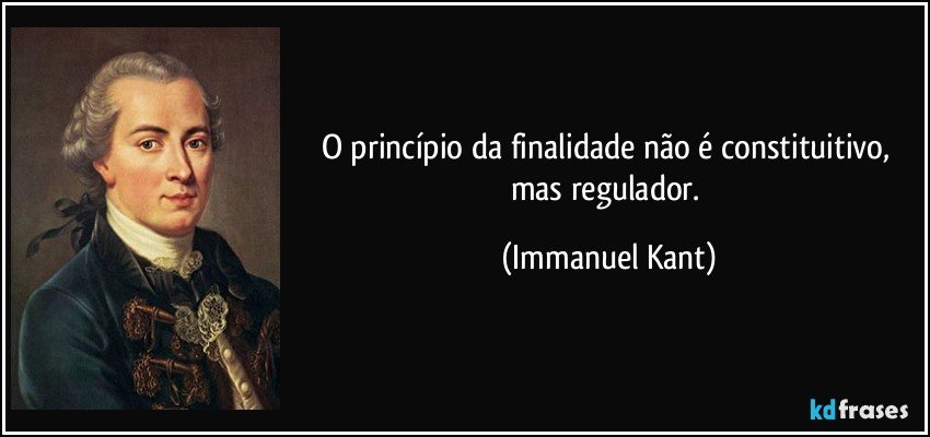 O princípio da finalidade não é constituitivo, mas regulador. (Immanuel Kant)