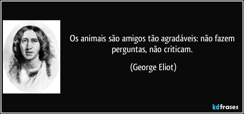 Os animais são amigos tão agradáveis: não fazem perguntas, não criticam. (George Eliot)