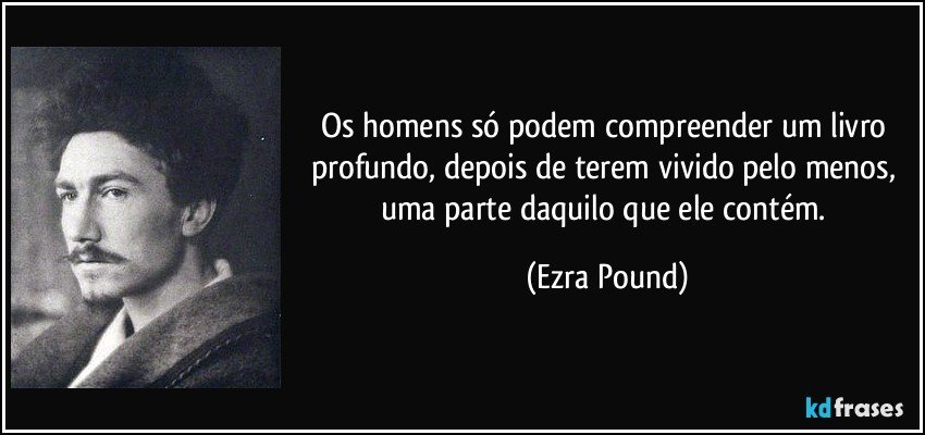 Os homens só podem compreender um livro profundo, depois de terem vivido pelo menos, uma parte daquilo que ele contém. (Ezra Pound)
