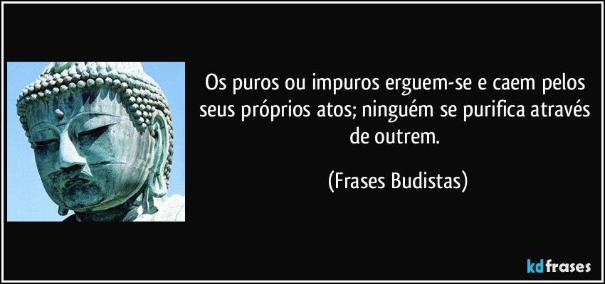 Os puros ou impuros erguem-se e caem pelos seus próprios atos; ninguém se purifica através de outrem. (Frases Budistas)