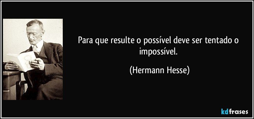 Para que resulte o possível deve ser tentado o impossível. (Hermann Hesse)