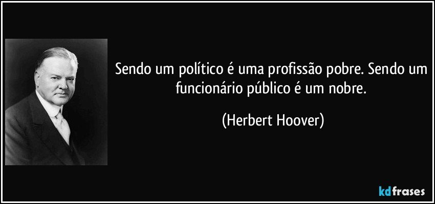 Sendo um político é uma profissão pobre. Sendo um funcionário público é um nobre. (Herbert Hoover)