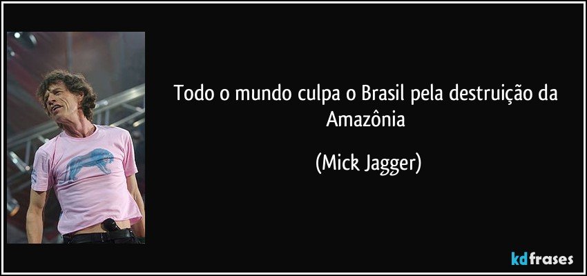 Todo o mundo culpa o Brasil pela destruição da Amazônia (Mick Jagger)