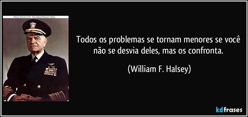 Todos os problemas se tornam menores se você não se desvia deles, mas os confronta. (William F. Halsey)