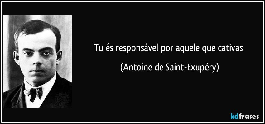 Tu és responsável por aquele que cativas (Antoine de Saint-Exupéry)