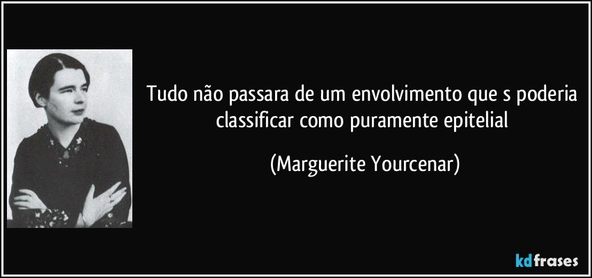 Tudo não passara de um envolvimento que s poderia classificar como puramente epitelial (Marguerite Yourcenar)