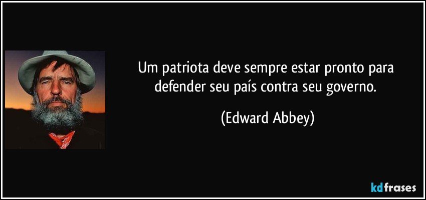 Um patriota deve sempre estar pronto para defender seu país contra seu governo. (Edward Abbey)
