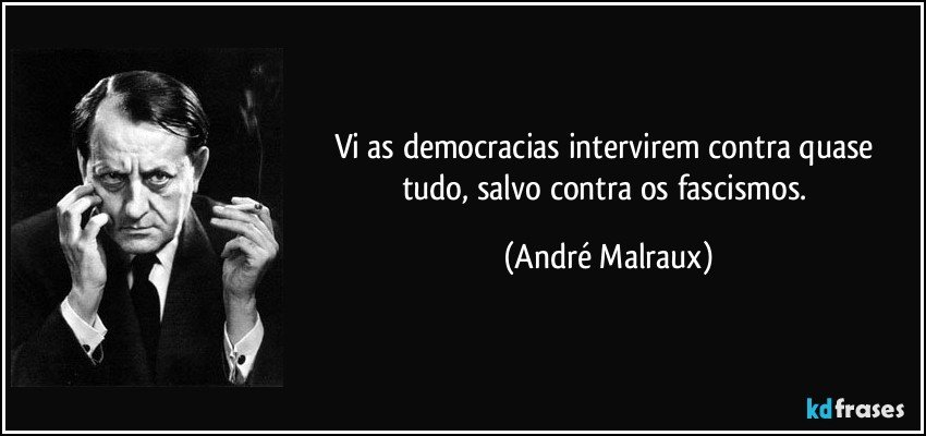 Vi as democracias intervirem contra quase tudo, salvo contra os fascismos. (André Malraux)