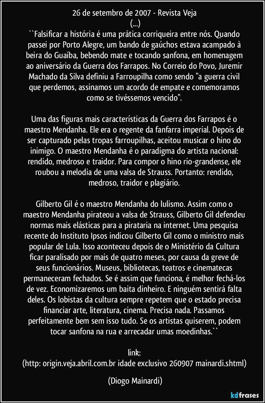 26 de setembro de 2007 Revista Veja Falsificar