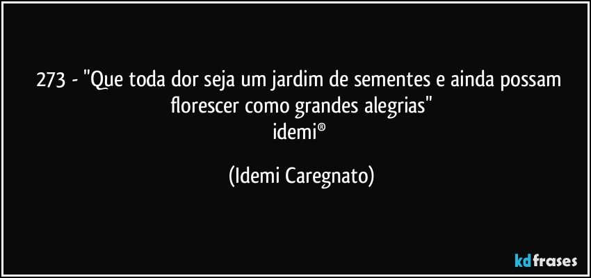 273 - "Que toda dor seja um jardim de sementes e ainda possam florescer como grandes alegrias"
idemi® (Idemi Caregnato)