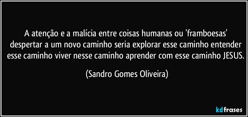 A atenção e a malícia entre coisas humanas ou 'framboesas' despertar a um novo caminho seria explorar esse caminho entender esse caminho viver nesse caminho aprender com esse caminho JESUS. (Sandro Gomes Oliveira)