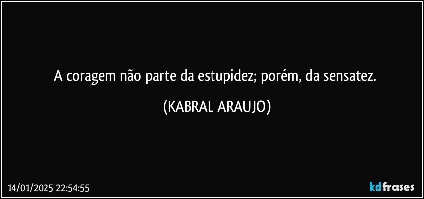 A coragem não parte da estupidez; porém, da sensatez. (KABRAL ARAUJO)