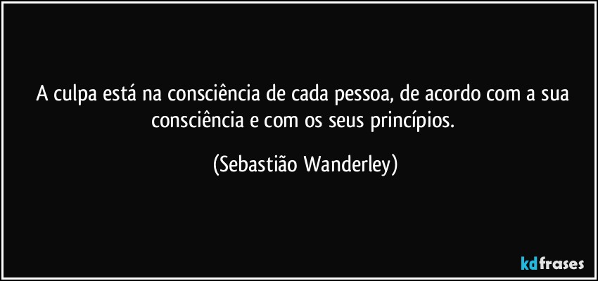 A culpa está na consciência de cada pessoa, de acordo com a sua consciência e com os seus princípios. (Sebastião Wanderley)
