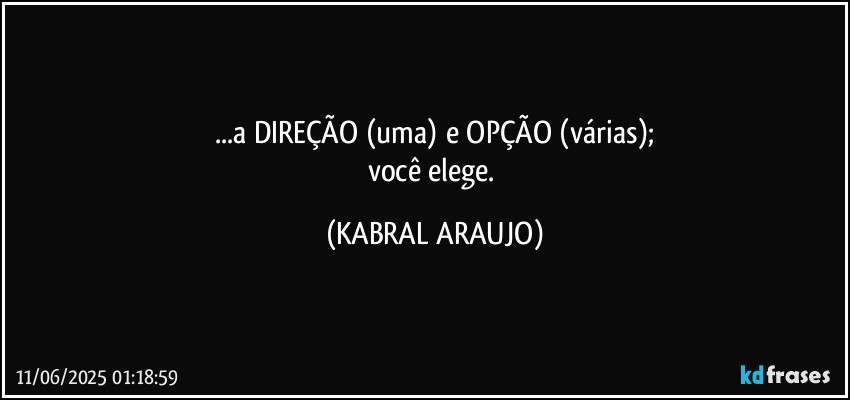 ...a DIREÇÃO (uma) e OPÇÃO (várias);
você elege. (KABRAL ARAUJO)