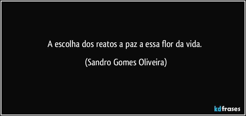 A escolha dos reatos a paz a essa flor da vida. (Sandro Gomes Oliveira)