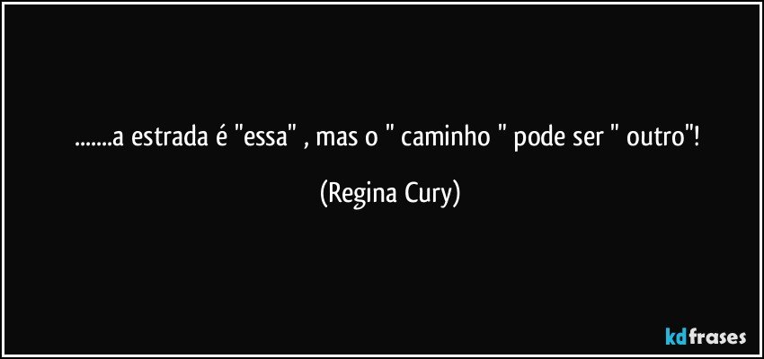 ...a estrada é "essa" , mas o " caminho " pode ser " outro"! (Regina Cury)