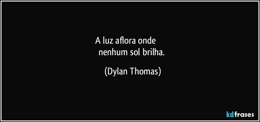 A luz aflora onde                     
nenhum sol brilha. (Dylan Thomas)