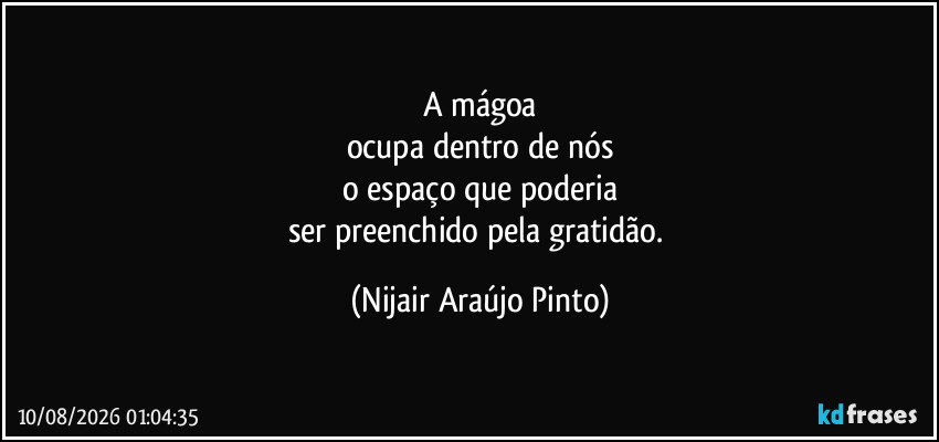 A mágoa
ocupa dentro de nós
o espaço que poderia
ser preenchido pela gratidão. (Nijair Araújo Pinto)